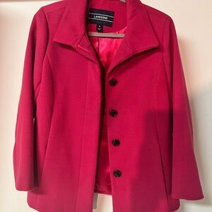 Lands' End Pink Pea Coat with Wide Collar and Tailored Fit